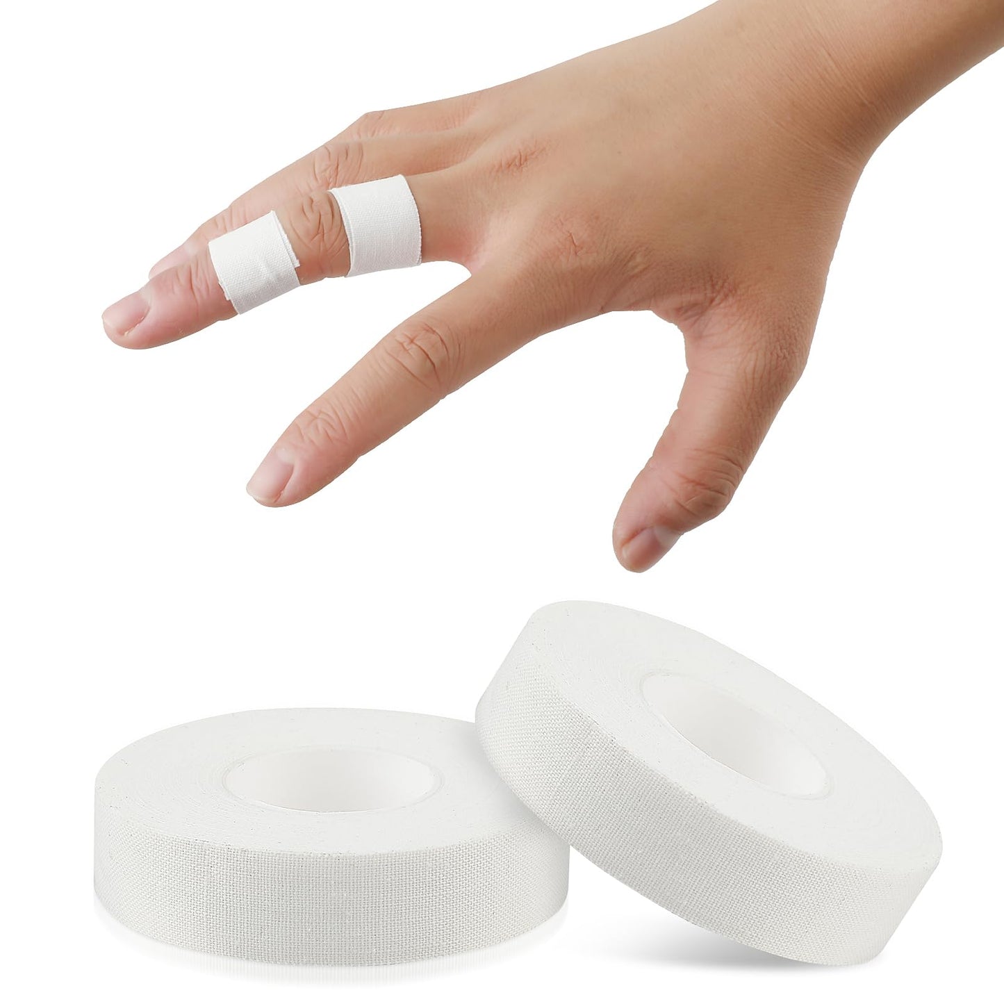 COMNICO Finger Tape, White Extra Strong 0.6-Inch x 32-feet Athletic Tape for Fingers Feet Sweat Volleyball Finger Tape for Outdoor Sports Climbing Football (2)