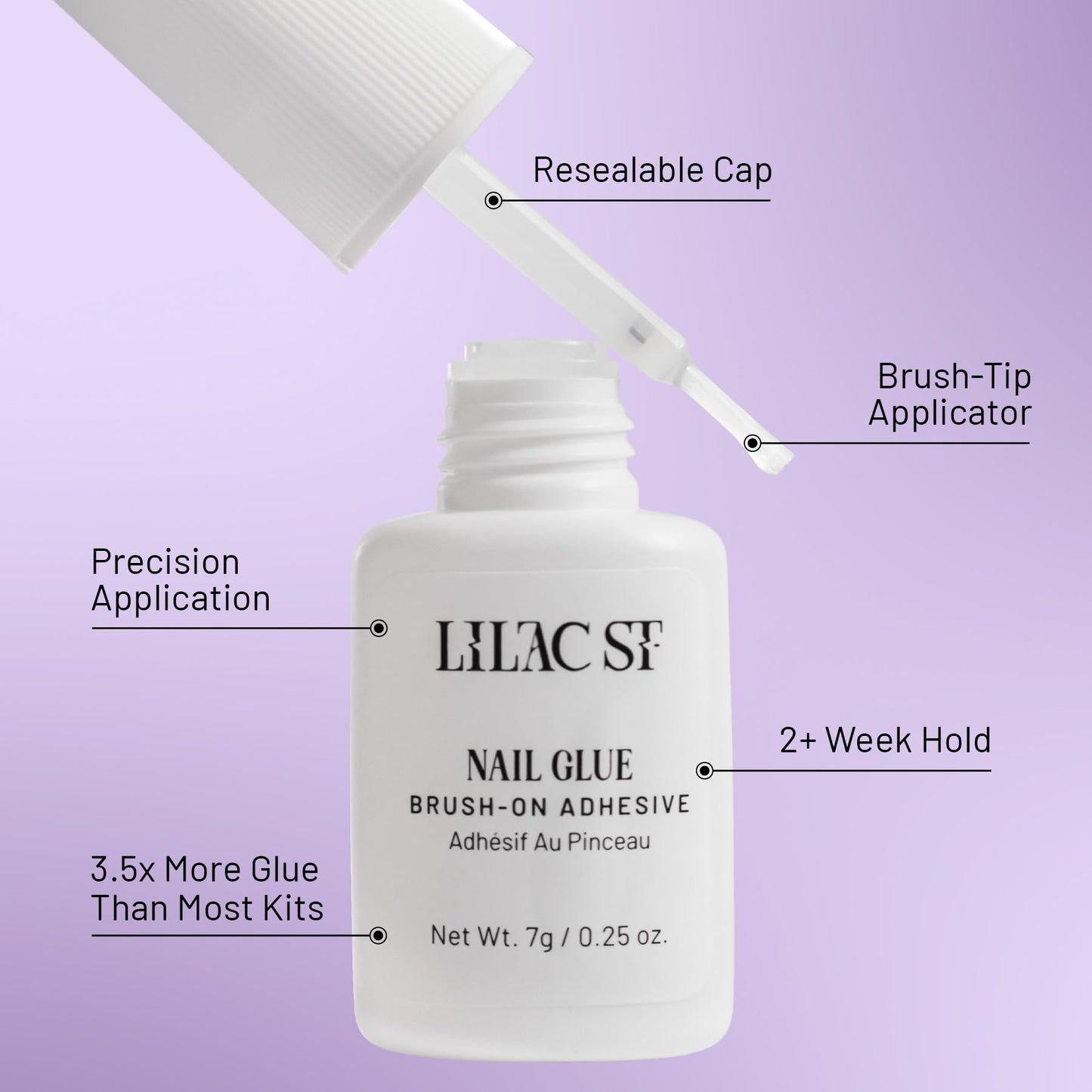 Lilac St - Press on Nails, Cherry Plated (30 Nails, 15 Sizes) - Short, Almond, Chrome + Glossy, Opaque - Brush On Nail Glue, Nail File, Cuticle Stick, Prep Pad - Reusable - Cruelty Free, Vegan