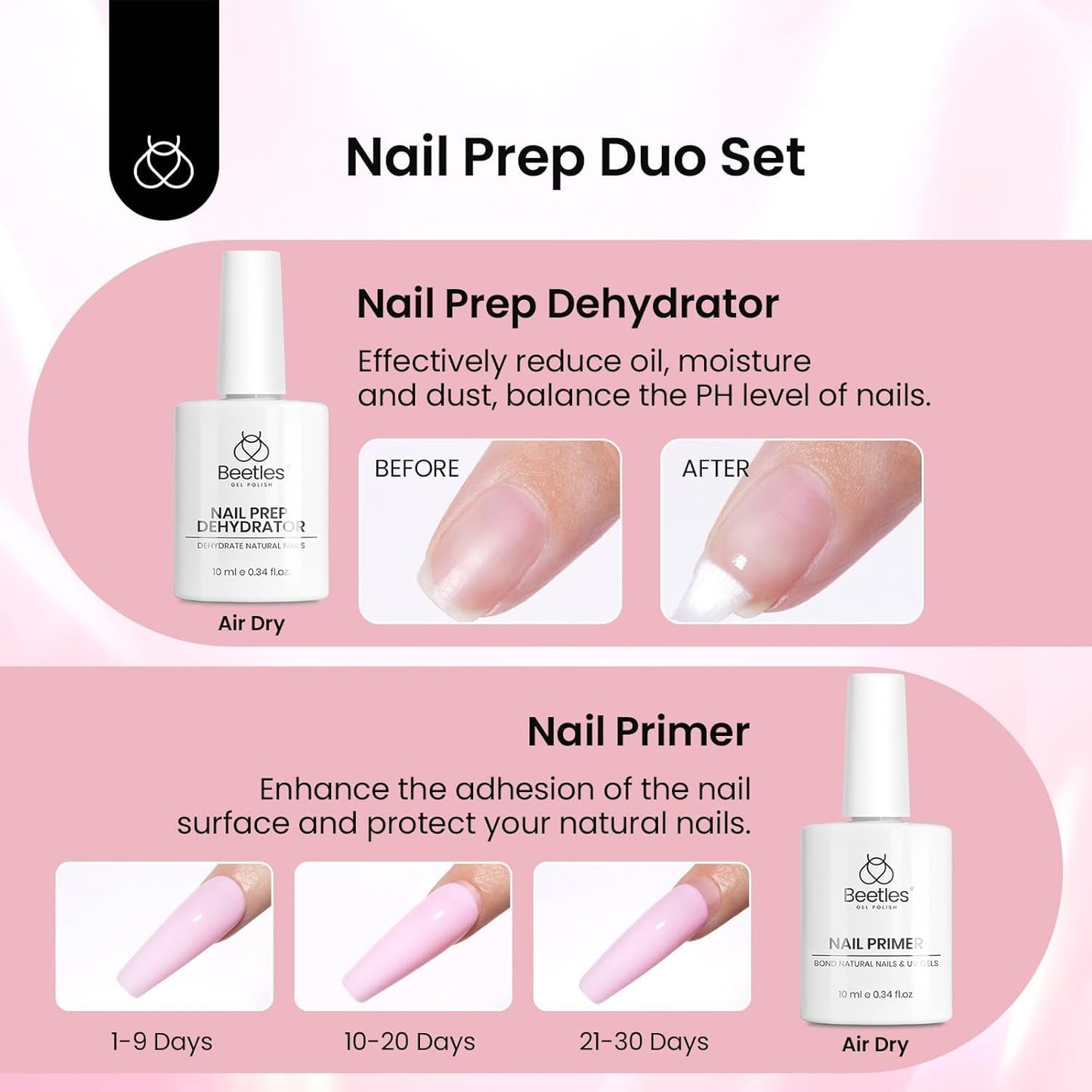 Beetles Gel Nail Kit Medium Almond with Dehydrator and Primer, 576Pcs Half Matte Etch-X Gel Nail Tips Solid Glue Mini Lamp Acrylic Nail Tips Easy DIY Nail Extension Set Gift for Women