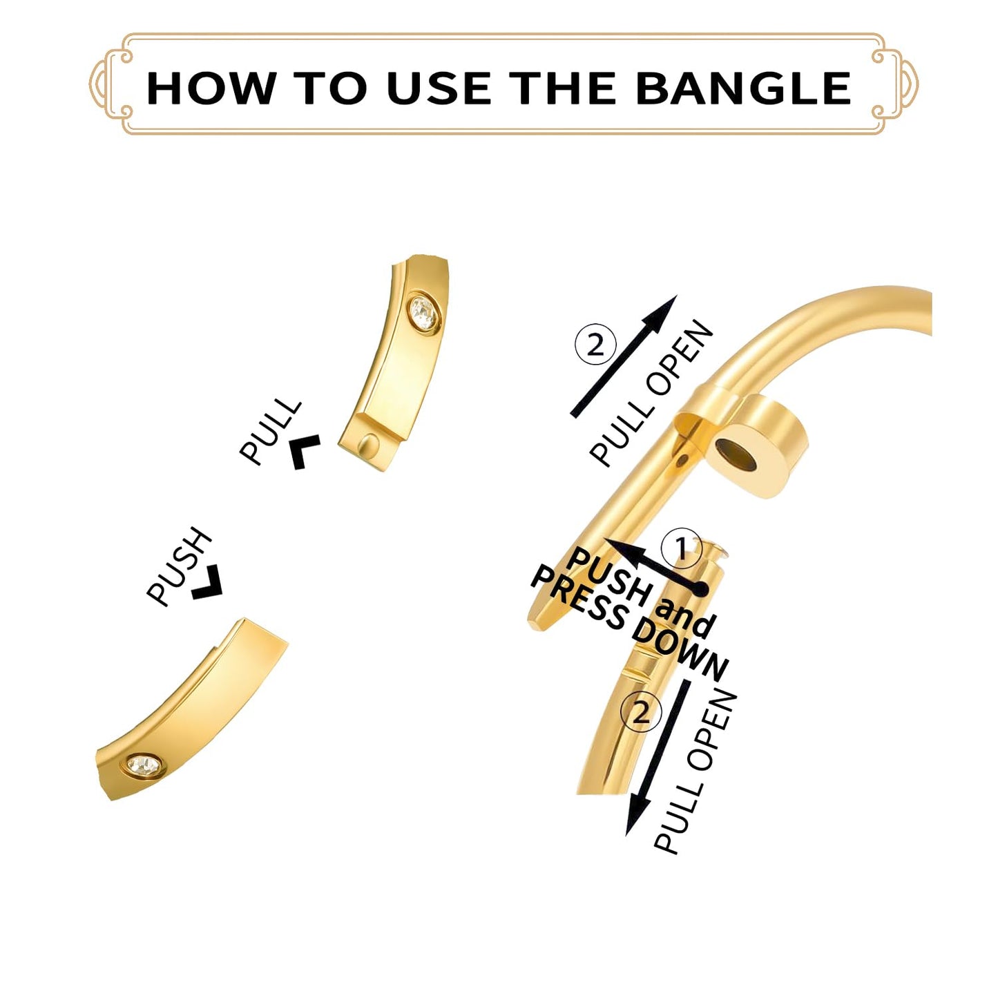 sineed 18K Gold Plated Stainless Steel Love Nail Bangle Clover Bracelet Set Stackable Dupes for Love Trendy Jewelry (Gold)