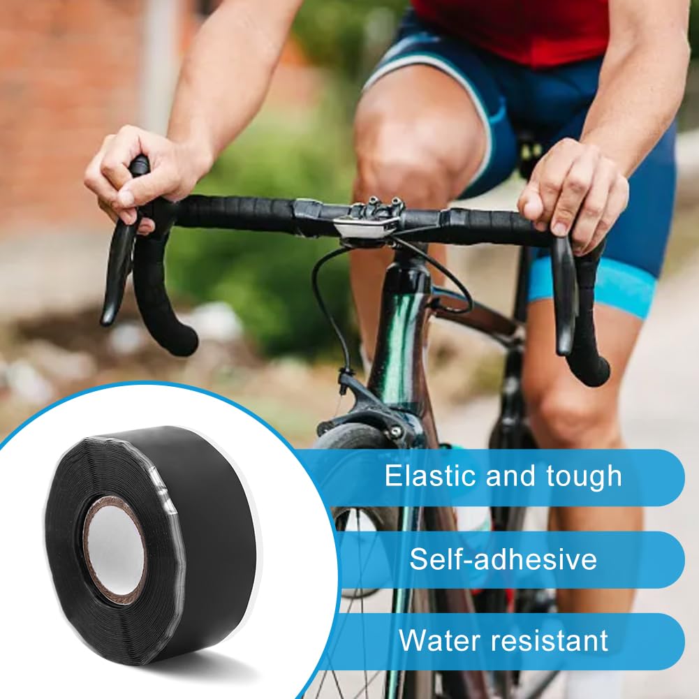 Qelirone Grip Tape - 16.4FT Self Fusing Silicone Tape, Rubber Grip Wrap for Pull Up Bars, Barbells, Dumbbells, Gym Equipment, Bike Handles(Color:Black)