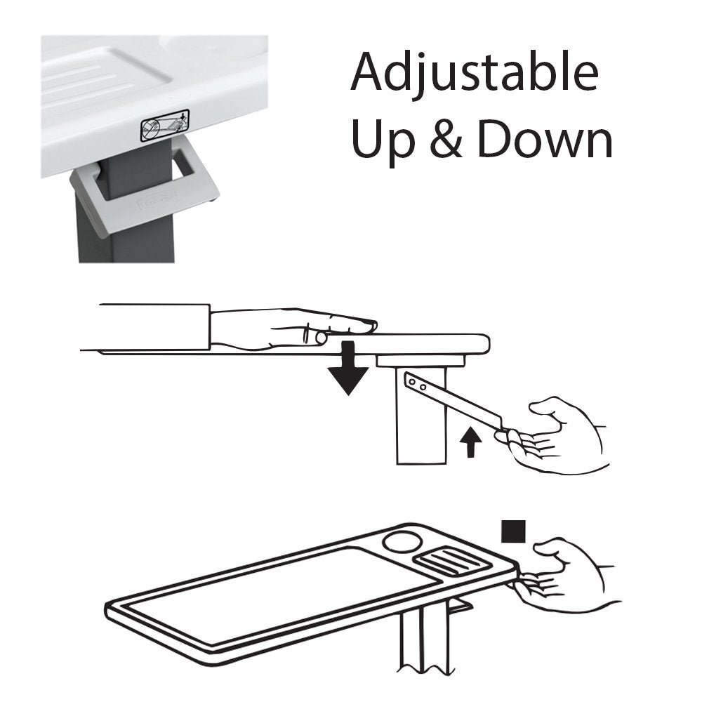 Carex Rolling Overbed Table, Hospital Bed Table, Laptop Tables for Recliner, Bed, Bedside and Sofa, Computer Tables, Hospital Tray, Adjustable with Wheels and Secure Height Adjustment