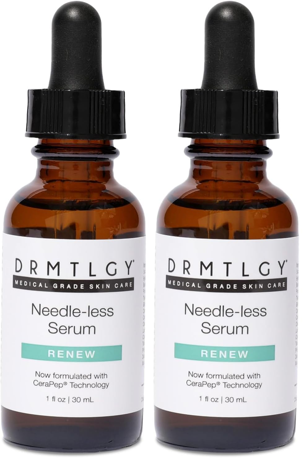 DRMTLGY Needle-less Serum - Anti-Aging Serum for Fine Lines & Wrinkles - Niacinamide with Potent Blend of Hyaluronic Acid, Peptides & Ceramides, 1 fl oz (Pack of 2)