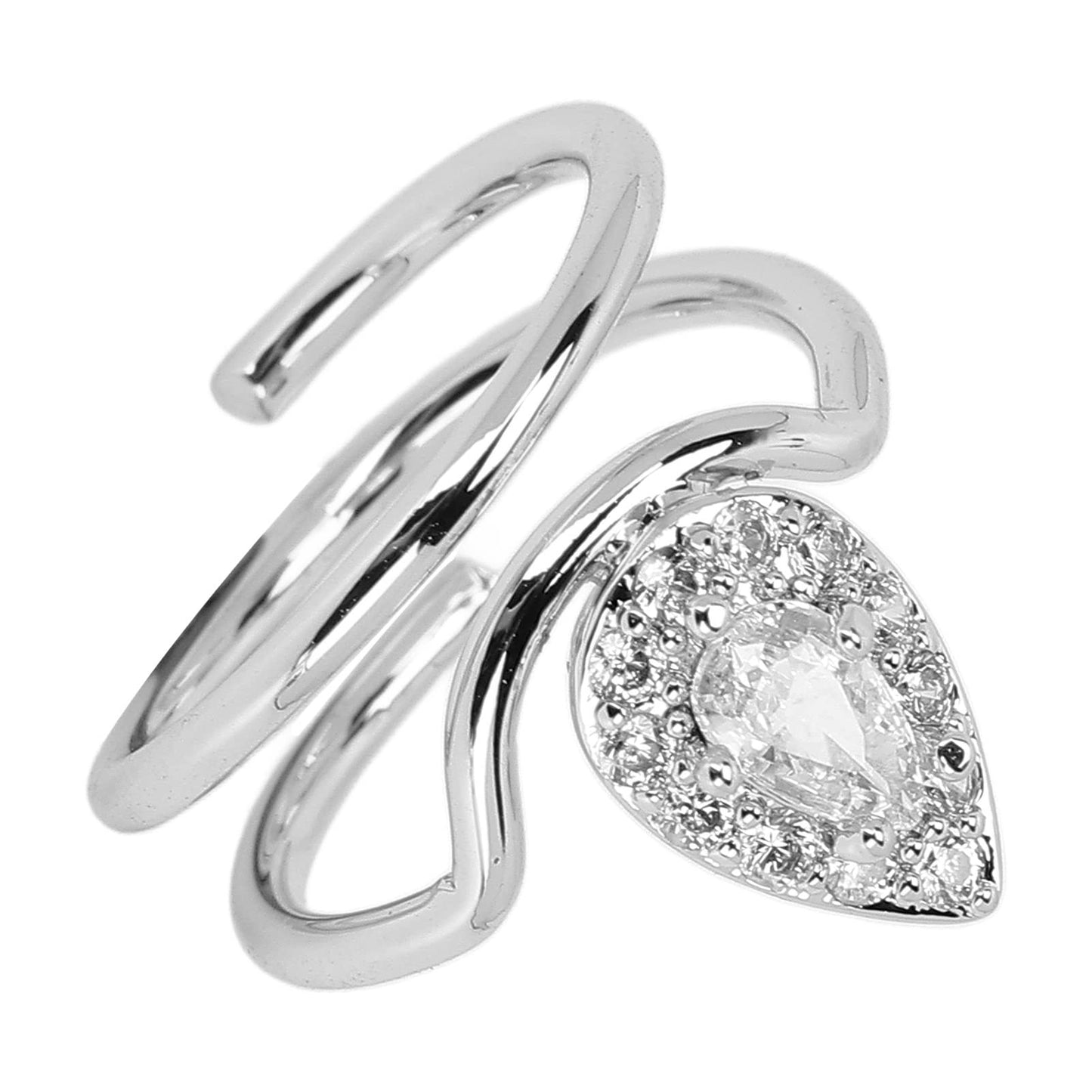 Rhinestone Nail Rings - Fingertip Jewelry for Nail Art Decoration - Valentine's Day Gift for Women (Platinum)