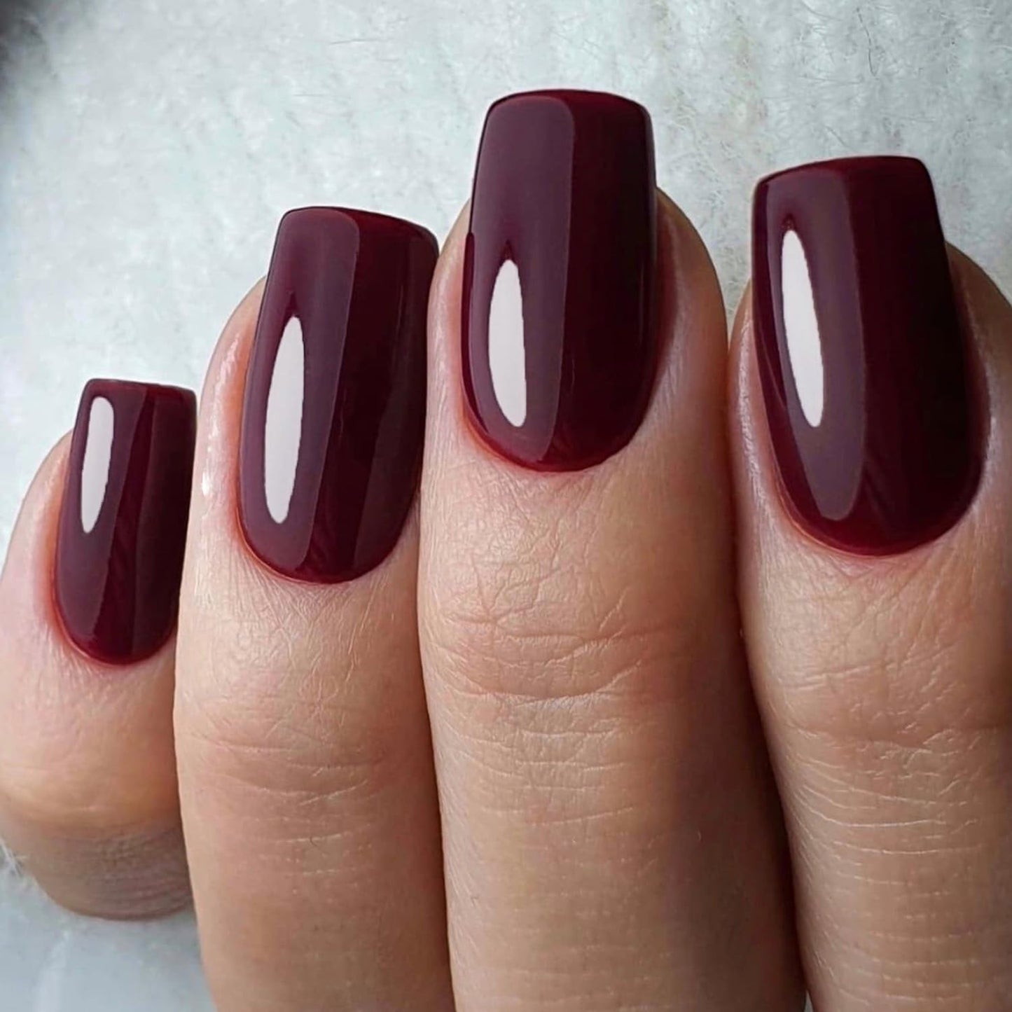 GLAMERMAID Gel Nail Polish Press on Nails Short, Handmade Hot Pink Fake Nails Medium Square, Handmade Burgundy Short Almond Fake Nails Coffin with Star Glitter Design, Reusable Acrylic False Nail
