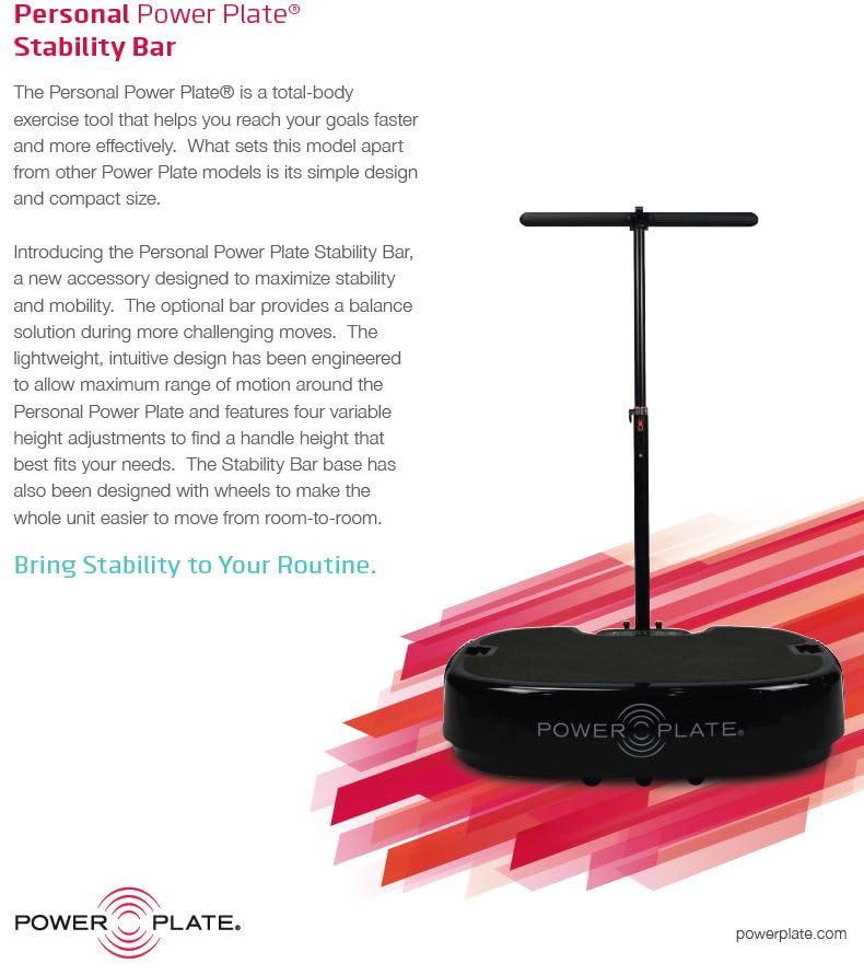 Power Plate Stability Bar for use with Power Plate Personal Plate Vibration Platform to add Extra Stability & Security (Personal Plate Sold Separately)