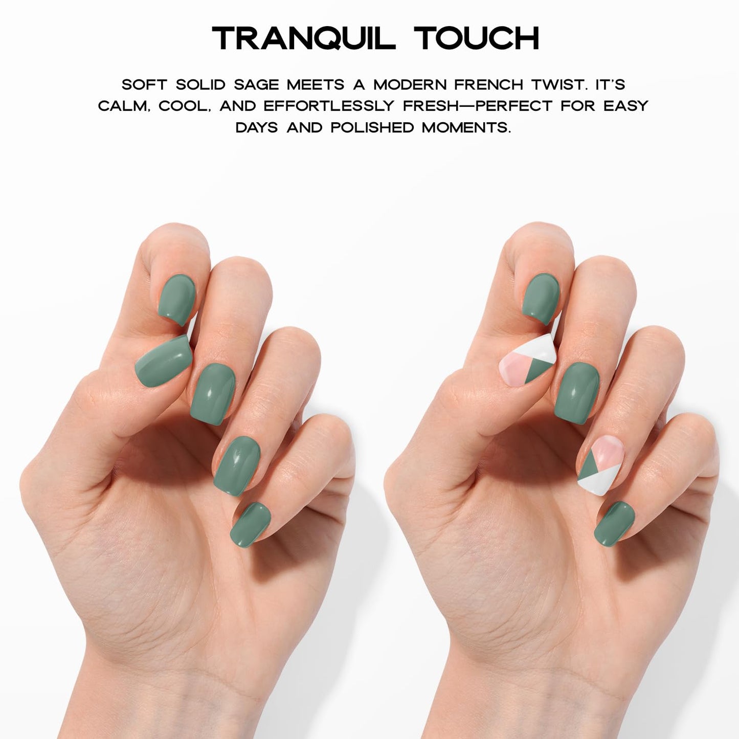 Adora Couture Semi-Cured Gel Nail Strips - 30 Salon-Quality Stickers with UV Light Required, Long Lasting, Easy Application & Removal, Includes Prep Pads, Nail File, Wooden Stick (Green French)