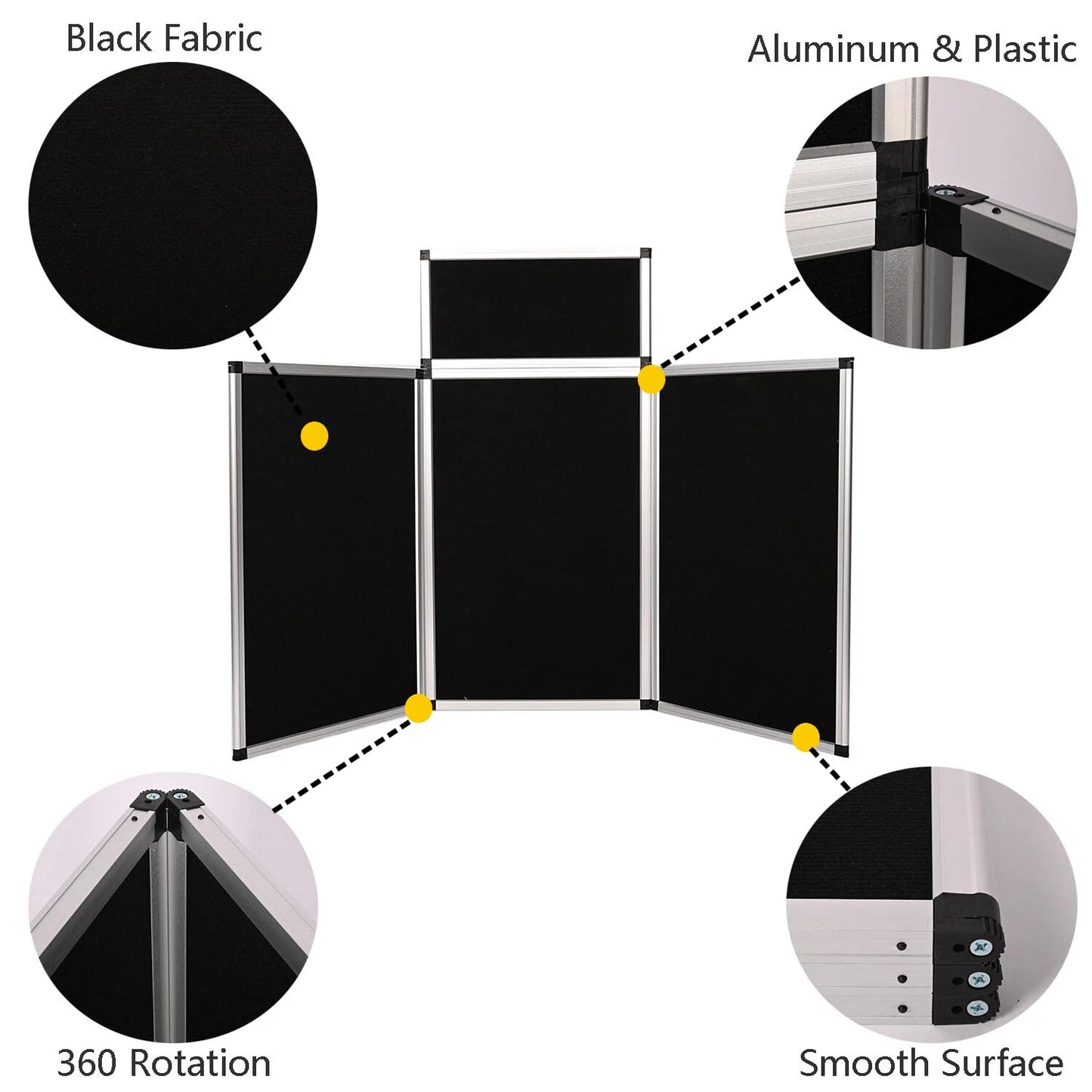 ISXACFF 3+1 Panel Trade Show Presentation Board 70.8“ x 35.4” Trifold Poster Board Folding 3 Panel Exhibition Display Boards Double Sided Tabletop Display with Storage Bag Hook & Loop-Receptive Fabric