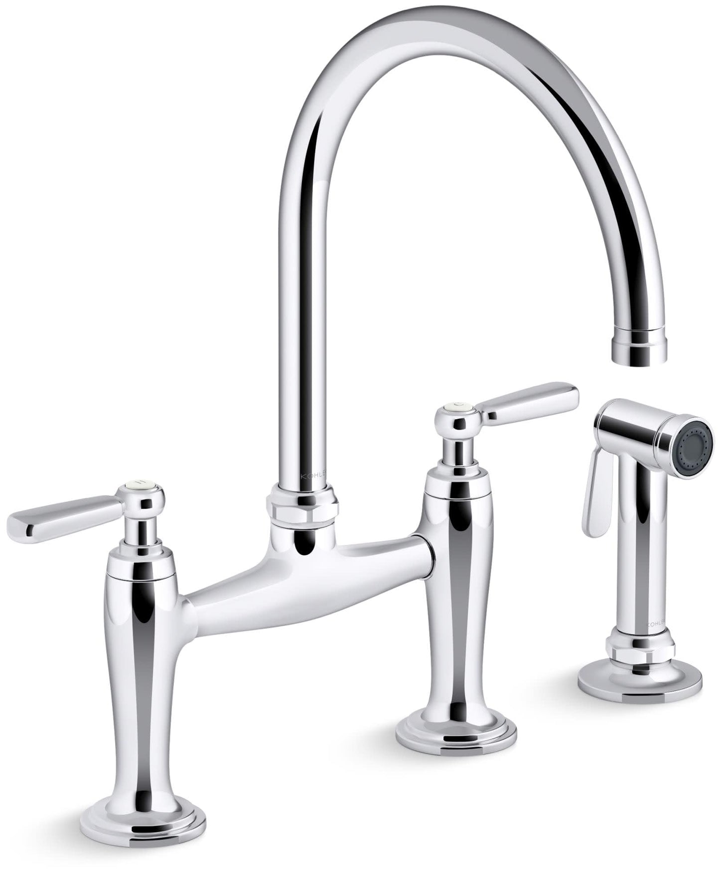 Kohler K28356-CP Edalyn by Studio McGee 1.5 GPM Widespread Bridge Kitchen Faucet - Includes Side Spray Polished Chrome