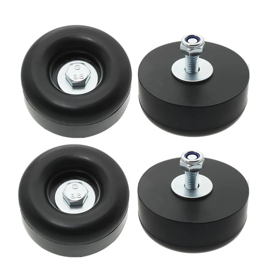 Heavy-Duty Anti-Vibration Rubber Feet for Pressure Washers, Compressors, Trailers, and Generators Rubber Mounting Feet 1 x 2.5 Inches 4-Piece Set with Screw Kit