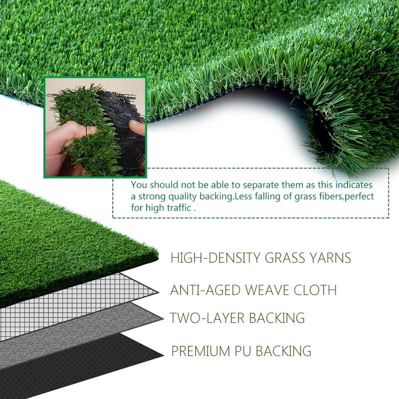 Shuonuo Deluxe Artificial Grass Turf, 1.50" Pile Height Thick Realistic Synthetic Grass Faux Astro Turf Fake Grass, 4FTX10FT,Indoor Outdoor Astro Rug Carpet for Garden Balcony with Drainage Holes