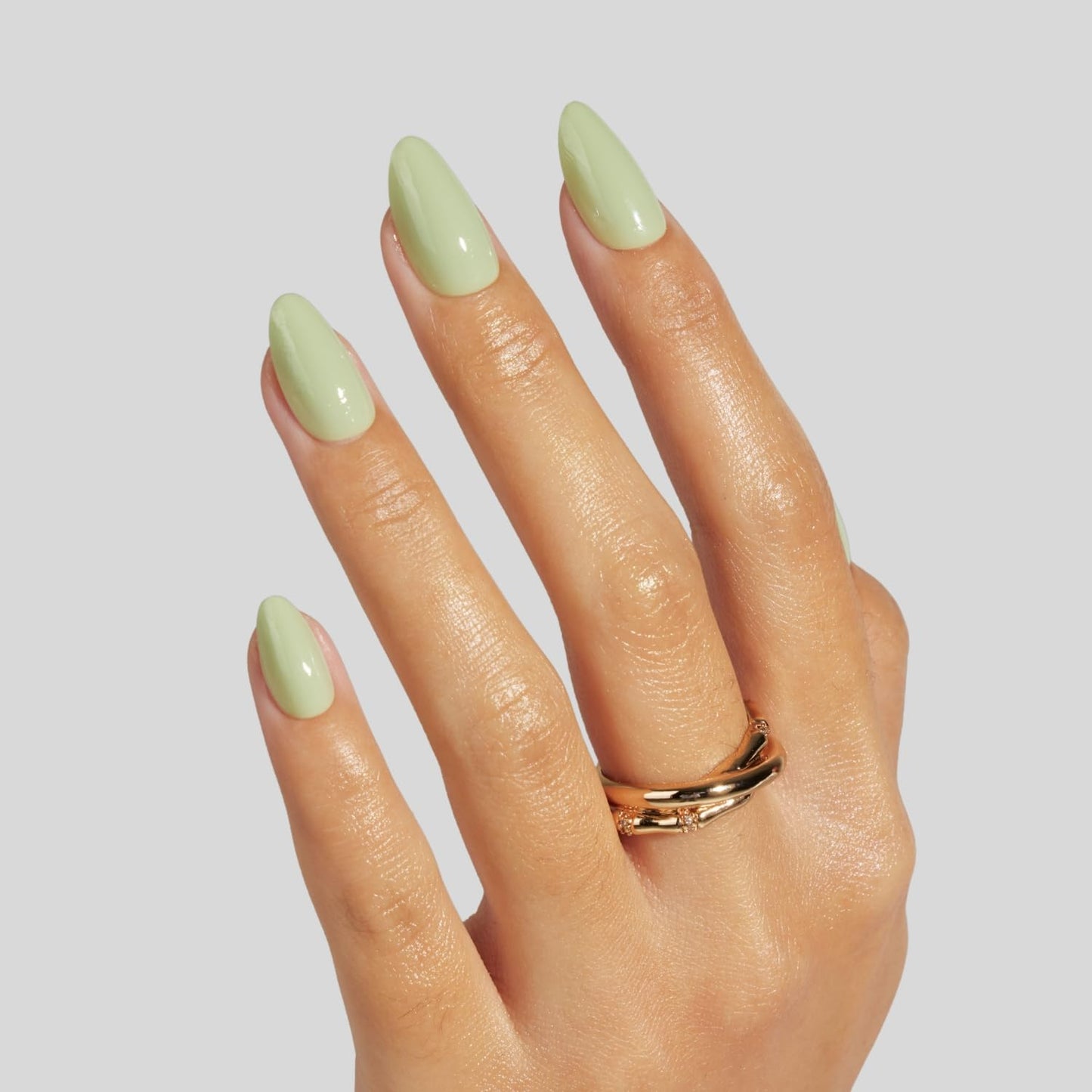 LAMIMOSA 32Pcs Sage Green Press On Nails Short Almond – Soft Gel Solid Color Fake Nails in 16 Sizes, Solid Green Glue on Nail kit, Sping Summer False Nails Stick On Nails, SAGE