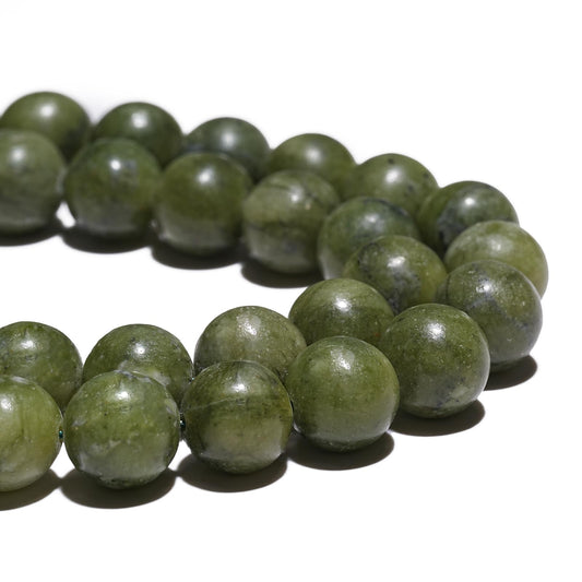 10mm Natural Taiwan Jade Gemstone Beads Polished Round Smooth Stone Beads for Bracelets Jewelry Making 15inch Loose Beads