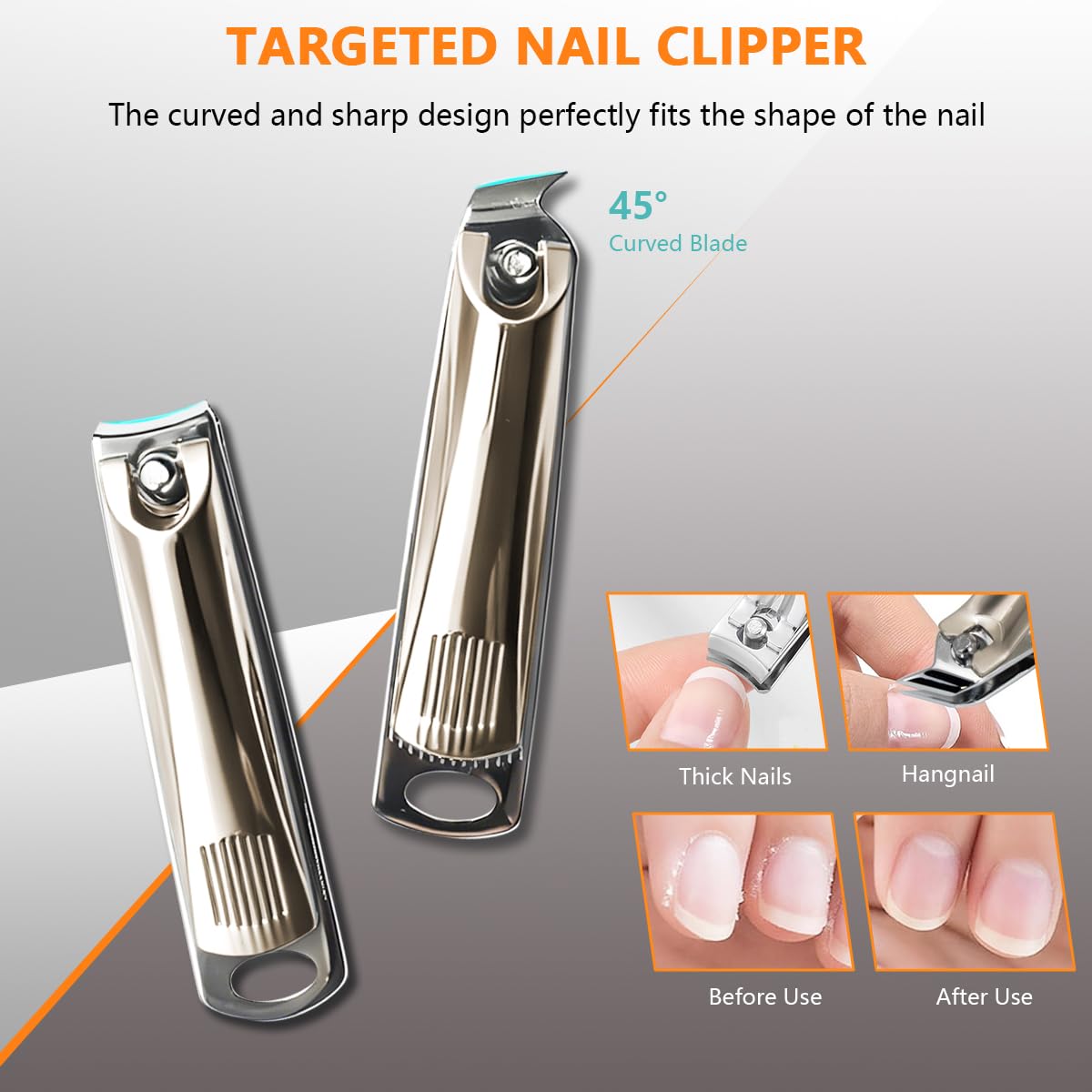 Nail Clippers Set 7 Pcs, Stainless Steel Toenail & Fingernail Clipper Set, Portable Travel Mens Nail Cutter, Manicure Grooming Kit for Men, Women, Gift Ideas (Brown)