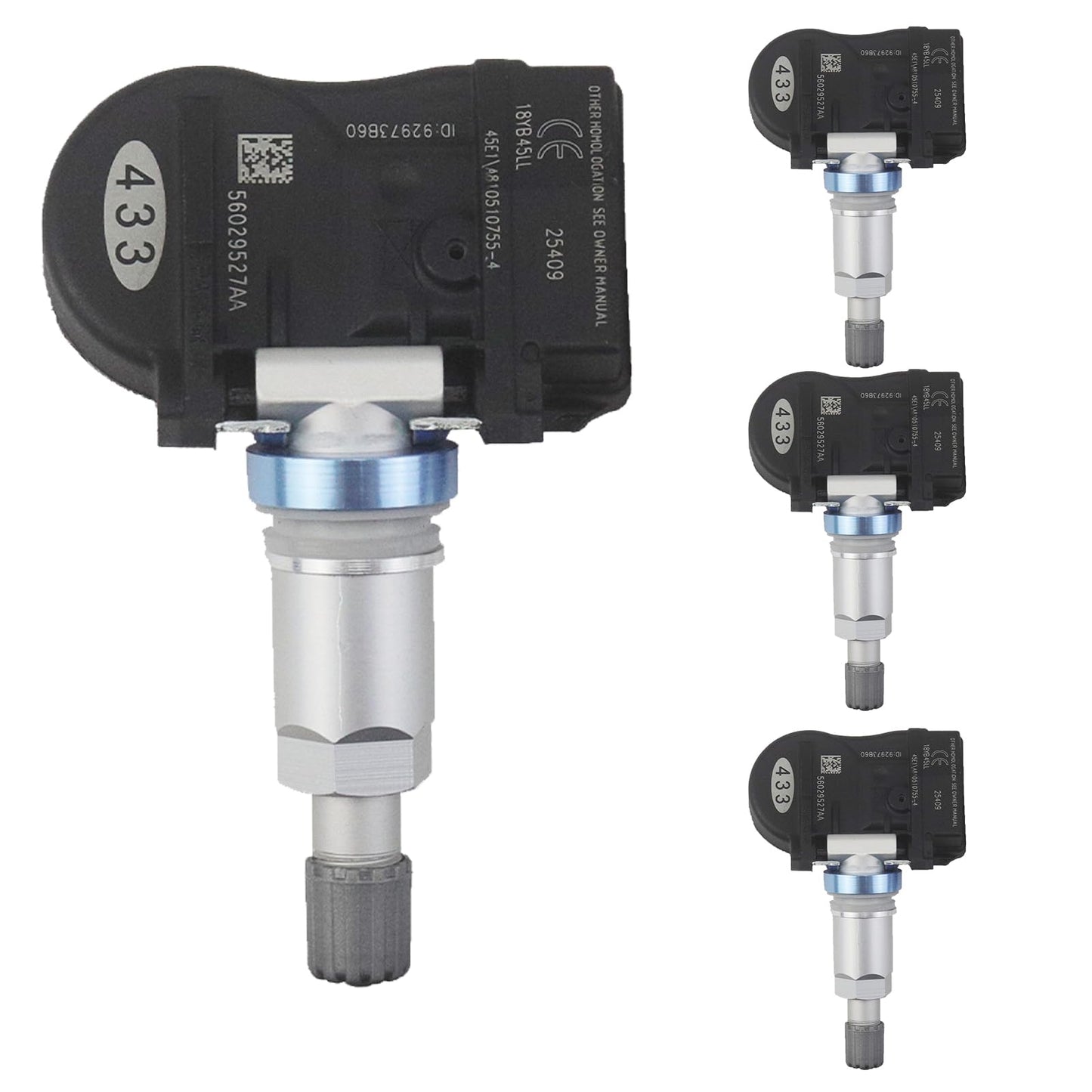JUEDIMA TPMS Sensor, 433MHz Tire Pressure Monitor Sensor Compatible with Chrysler 300, Town & Country, Charger, Journey, Magnum & Routan 2006-2010, Replace# 56029527AA, 4PCS Set
