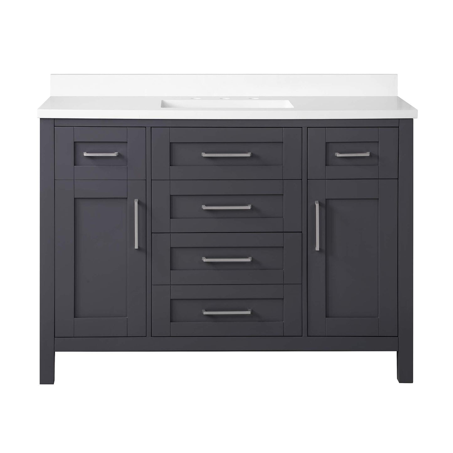 OVE Decors Maya Bathroom Vanity and Double Sink Combo with Countertop | Backsplash included | Fully Assembled Vanity Set, 60 in., DOVE Grey