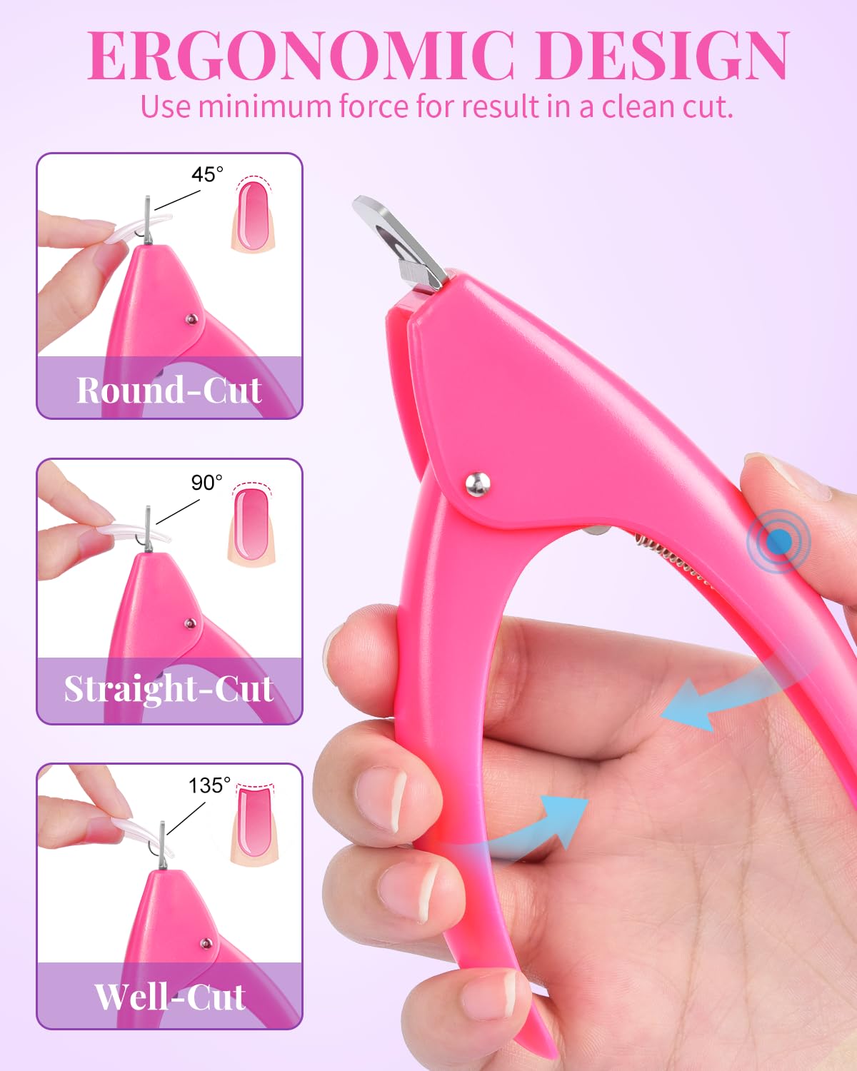 MORGLES 500 Pcs Clear Acrylic Nail Tips Square Full Cover with Nail Clipper Files and Glues Cuticle Fork for Home DIY with Box