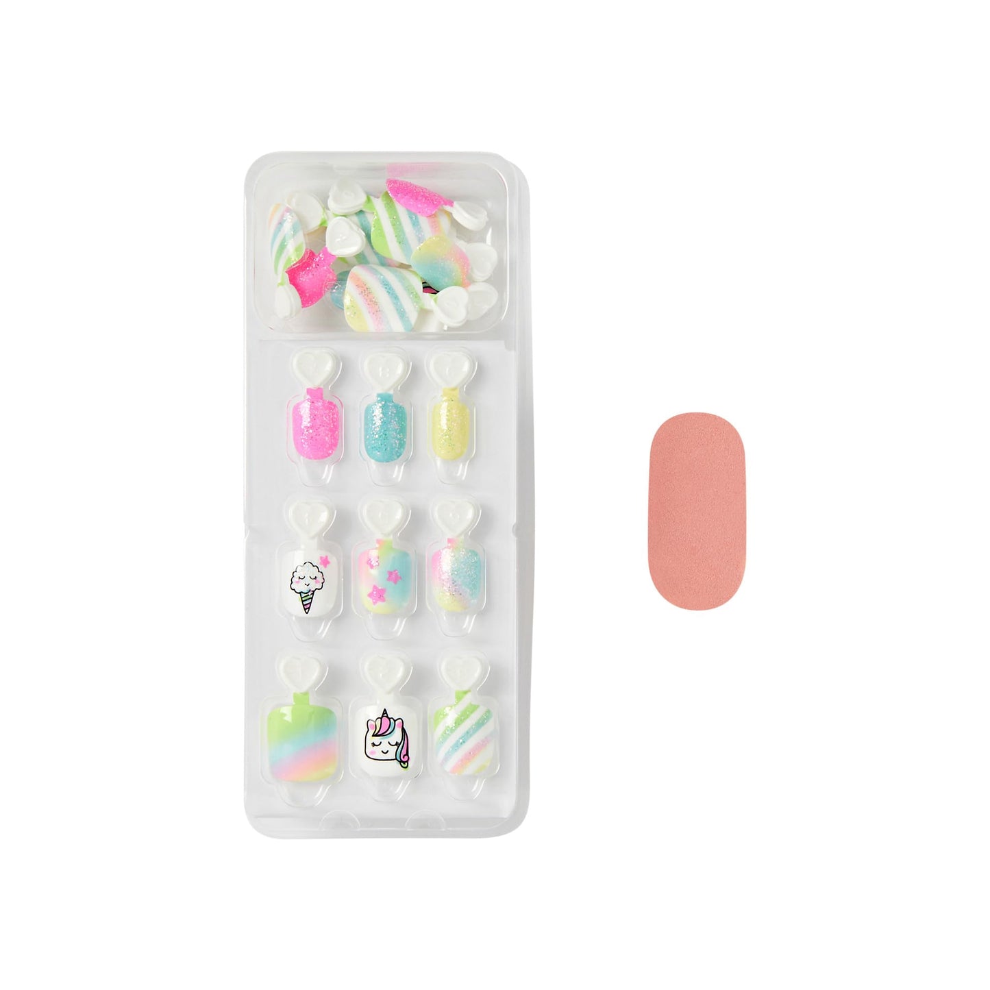 KISS imPRESS No Glue Mani Press On Nails, Mini, 'Berry Best', Multicolor, Kids Size, Squoval Shape, Includes 20 Nails, 1 Mini File (Pack of 2)