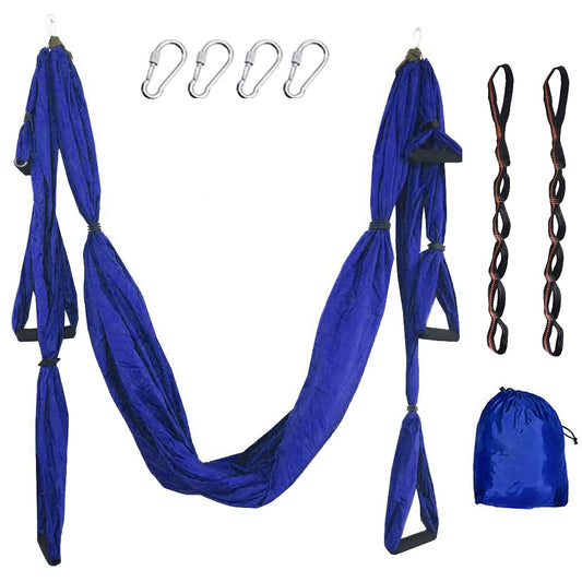 SISROL Aerial Yoga Swing Set with 2 Extension Straps - Anti-Gravity Aerial Yoga Hammock Sling for Inversion Exercises, Indoor Outdoor Home Gym Fitness Equipment