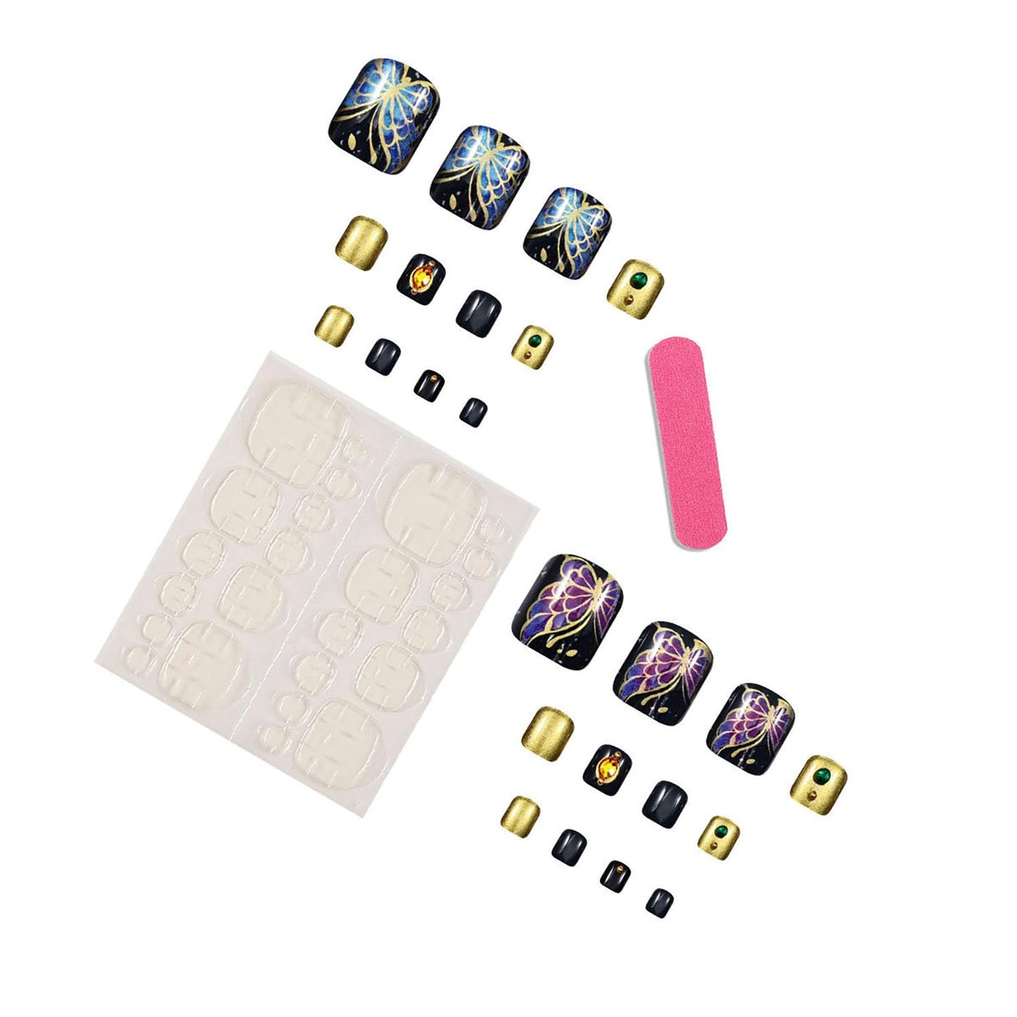 FIEONCIY Press on Toenails with Designs Acrylic Fake Nails for Toe Artificial False Nails with Charms Press on Toe Nails for Spring Summer Stick on Toenails for Women Girls(WSJ2544)