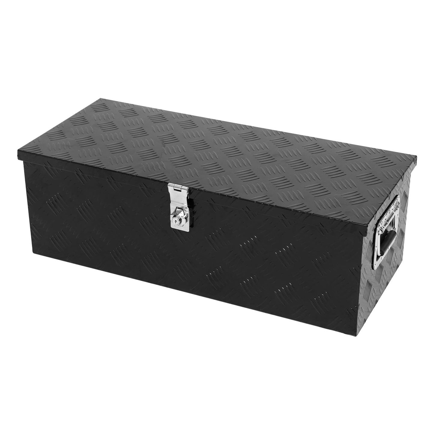 confote 30 Inch Truck Tool Box Aluminum Stripes Truck Bed Tool box for Truck,Pickup,RV,Trailer,Waterproof Storage Organizer with Side-Handles,Lock and Keys-Black