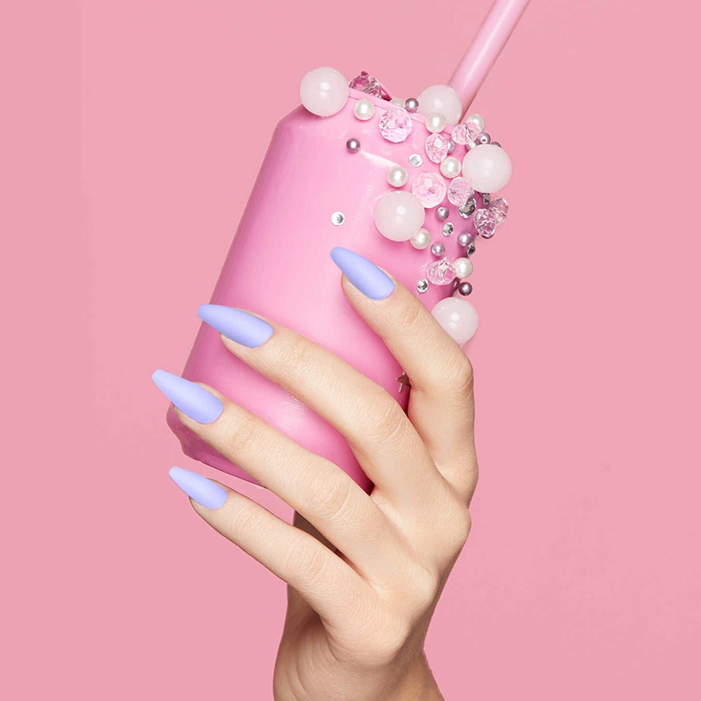 KISS Gel Fantasy Ready-to-Wear Press-On Sculpted Nails, "Night After", Long, Purple, High Arch Kit with Pink Glue, Manicure Stick, Mini File, and 28 Fake Nails (Pack of 2)