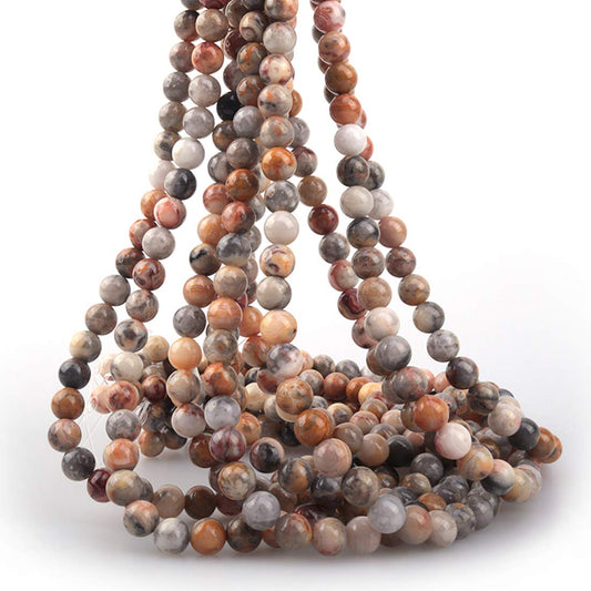 ICAI Beads 10mm Natural Crazy Lace Agate Gemstone Round Loose Stone Beads for Jewelry Making DIY Crafts Design 1 Strand 15" APPR.34-36pcs
