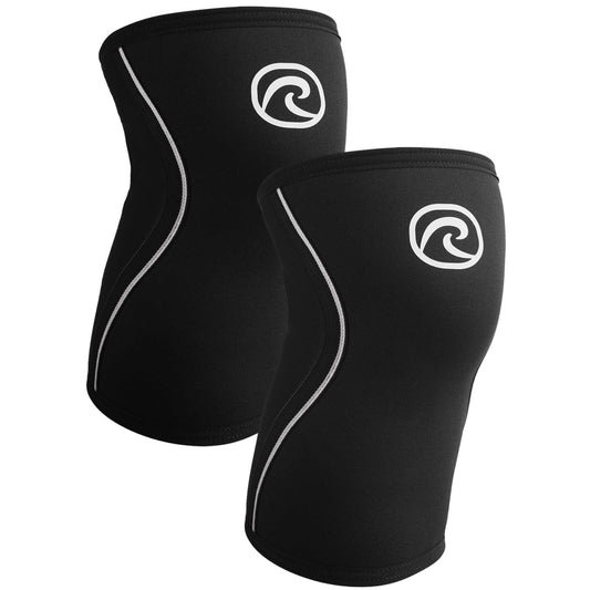 Rehband Knee Sleeve 3mm Neoprene, Lightweight Knee Brace for Endurance and Ball Sports, Unisex Compression Starter Knee-Sleeves, Breathable Running Knee Support, Colour:Black - 1 Pair, Size:Large