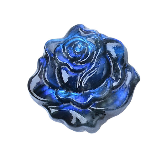 WUYOUSHI Natural Labradorite Crystal Rose Statue 1.37" Carved Healing Crystal Gemstone Carving Stone Valentine's Day Decoration Reiki Energy Meditation Healing Home Ornament DIY