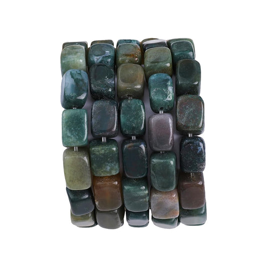 BEADIA Natural Indian Agate Cuboid Stone Loose Semi Gemstone Beads for Jewelry Making 8mmx12mm 38cm/Strand