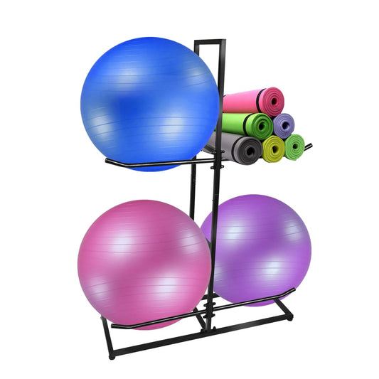 MANNIFEN Exercise Ball Holder,Stability Ball Rack, Exercise Ball and Balance Ball Storage Racks Suitable for Yoga Ball Stability Ball Yoga Mats Home and Commercial Gym ﻿