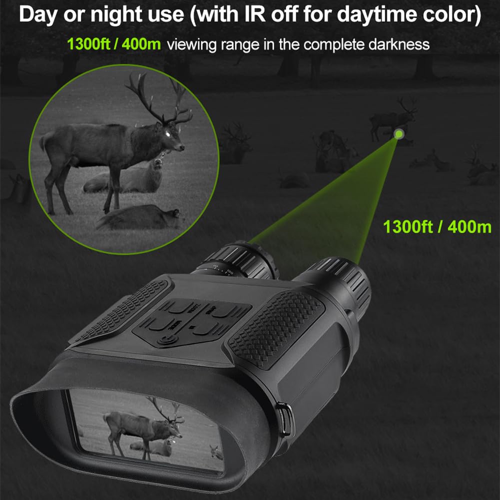 Bestguarder Digital Night Vision Binoculars Day Night use with Camera & Camcorder Function Takes Photo & Video from 400m/1300ft for Camping Farm Monitor Night Vision Goggles