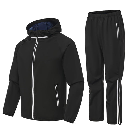 Donason Men's Sauna Suit Full Body Sweat Suit with Hood for Weight Loss Durable Sauna Jacket Pants for Gym Workout Body Shaper Heat-Trapping Fitness Shapeweasr Long Sleeve Tracksuit Zipper Top Bottom