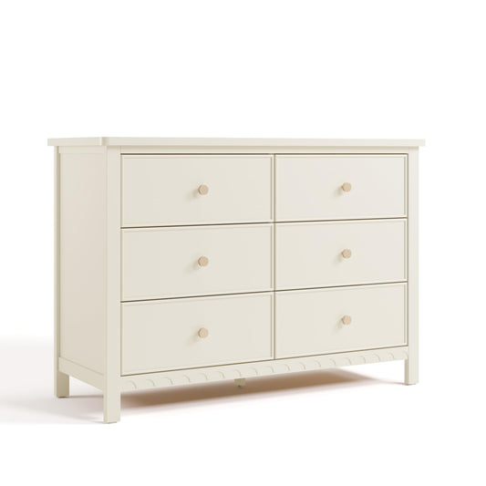 Graco Sasha 6 Drawer Dresser (Frosted Oat) – GREENGUARD Gold Certified, Wood Storage for Nursery or Kids’ Room, Safe Interlocking Drawer System & Easy Assembly with Pre-Installed Tracks