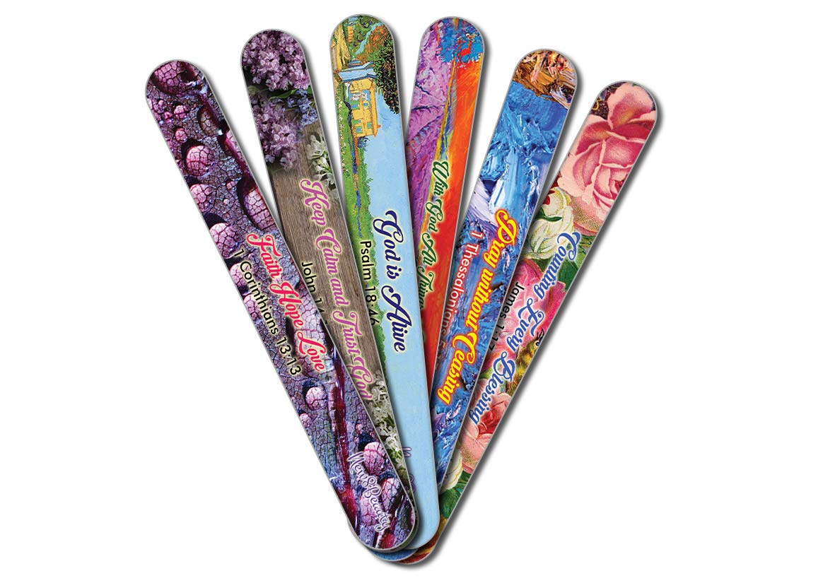 Christian Emery Board - Faith Hope Love (24-Pack) - Bible Verses 150/150 Grit Colorful Nail File Spa Party Favors - Stocking Stuffers Gift for Girls Women Ministry Kids Mom Girlfriend Church Supplies