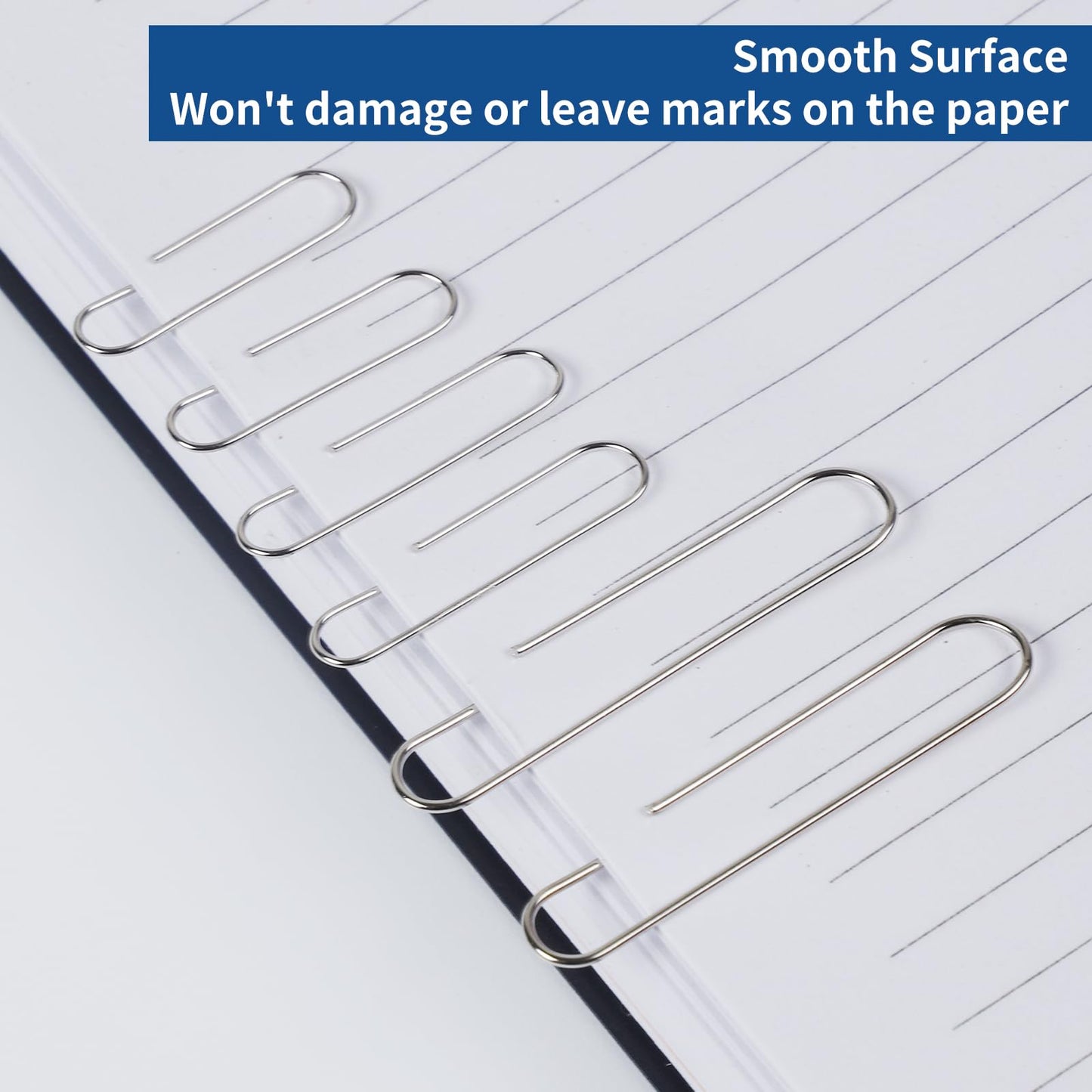 1800 Paper Clips Assorted Sizes Large, Medium and Small, Durable and Rustproof, Paperclips for Office School and Personal Use, Office Supplies Document Organizing (50mm, 33mm, 28mm) (Silver)