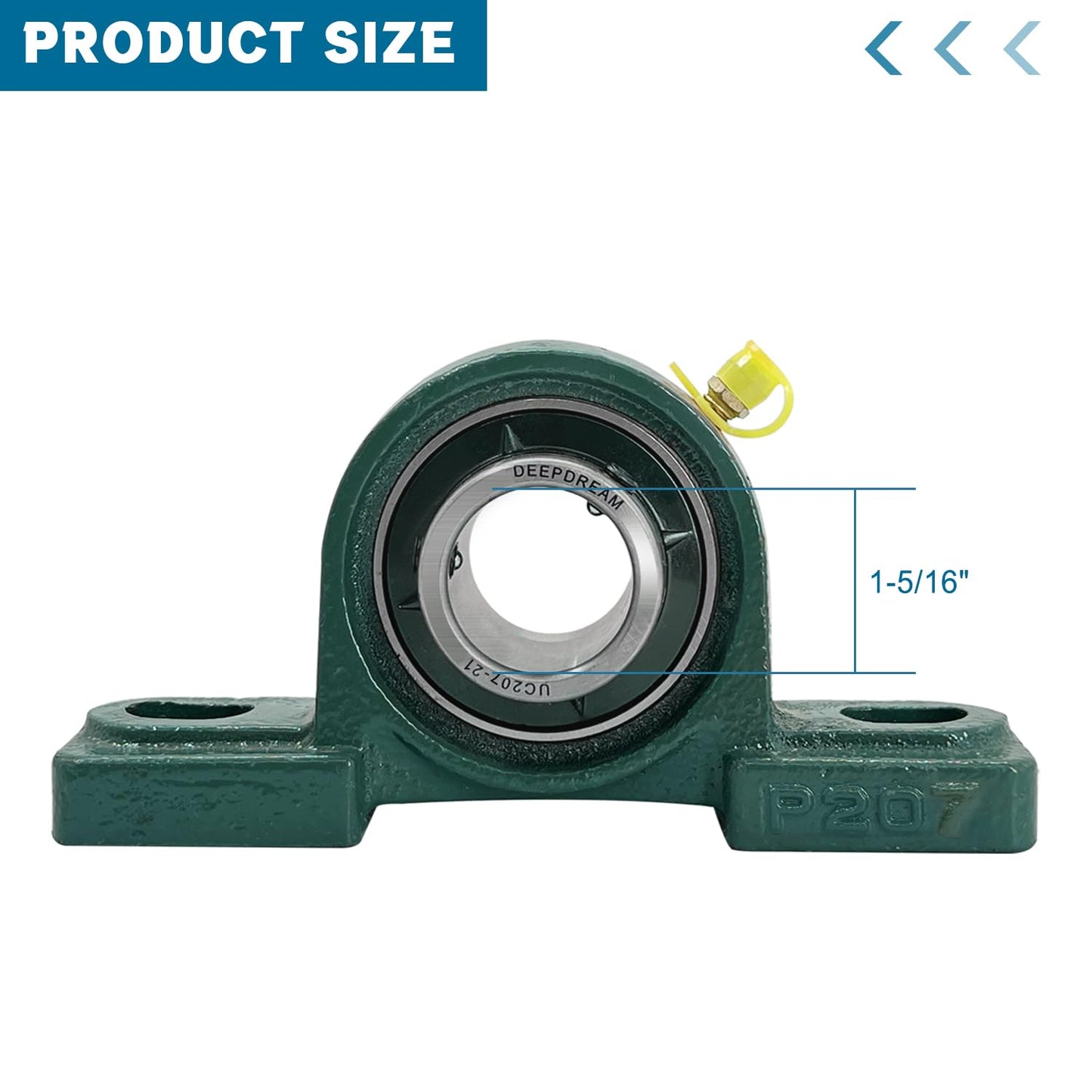 2 Pcs UCP207-21 Pillow Block Mounted Ball Bearing with 1-5/16"(1.3125inch) Self Alignment