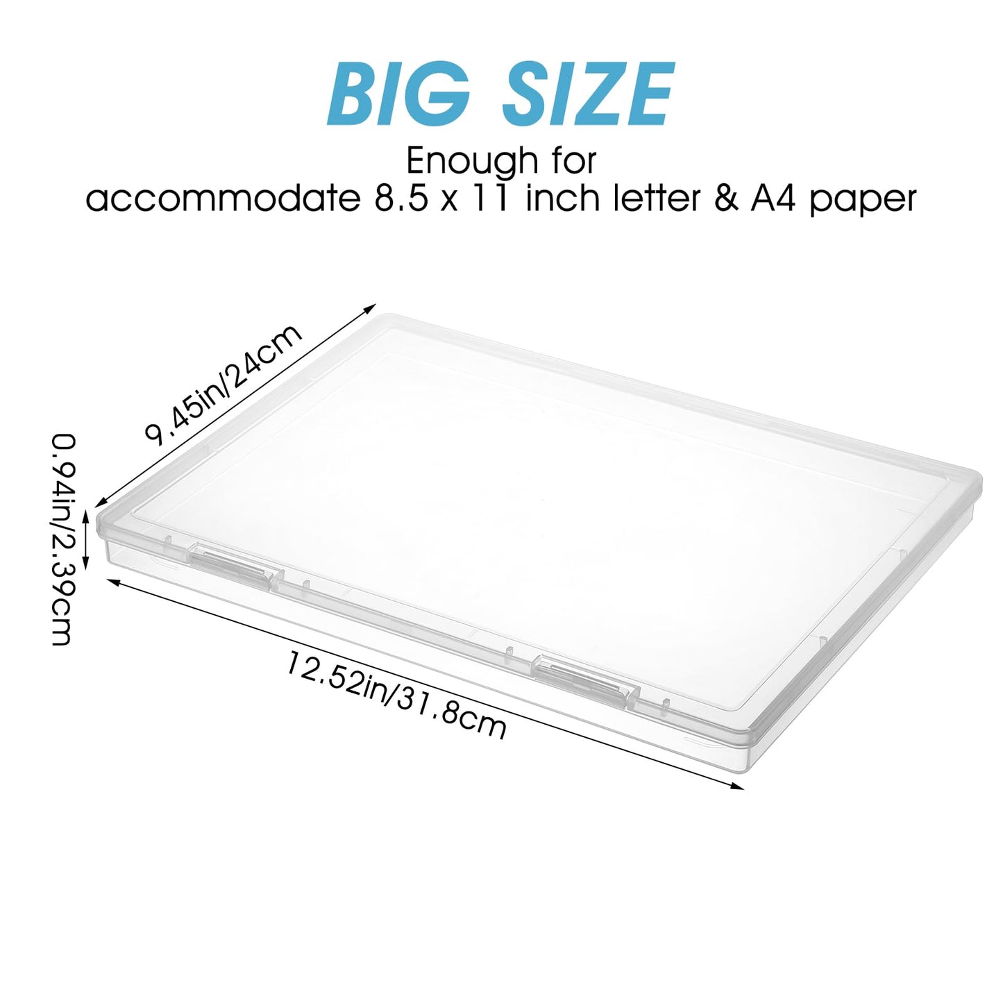 6 Pack Plastic Storage Box Organizer, Portable Clear Document File Case Containers For A4 Letter Paper, Magazine, Photo, Craft Art Supplies Board Game Storage