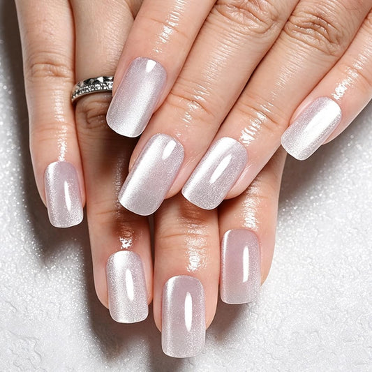 XZMeiLun Cat Eye Crystal Press On Nails Square Medium, Magnetic Acrylic Fake Nails Stylish Design, Salon-Quality Shiny Finish, Reusable Stick On Nails Kit for Women, Daily Wear (No Glue Included)