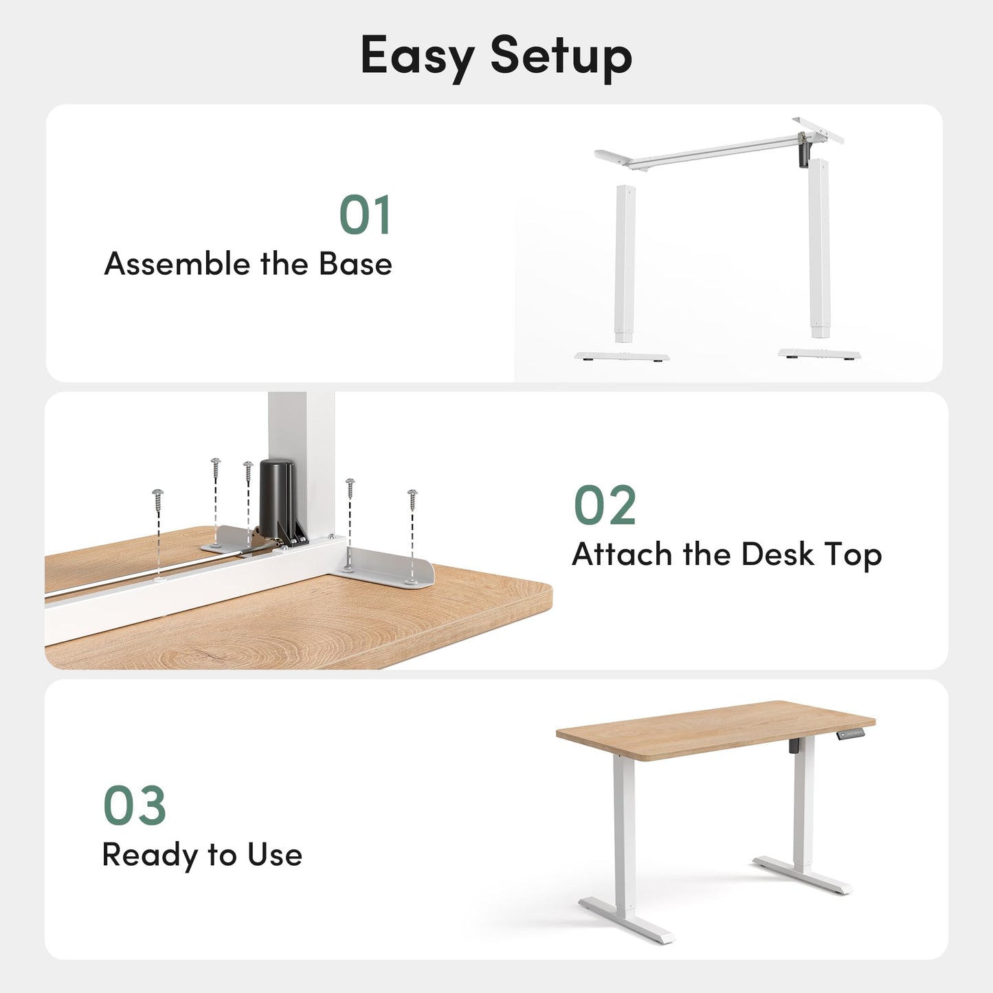 FEZIBO One-Piece Standing Desk, 48"x24" Seamless Desktop Electric Height Adjustable for Home Office, Study Rooms & Multi-Device Workstations, Maple