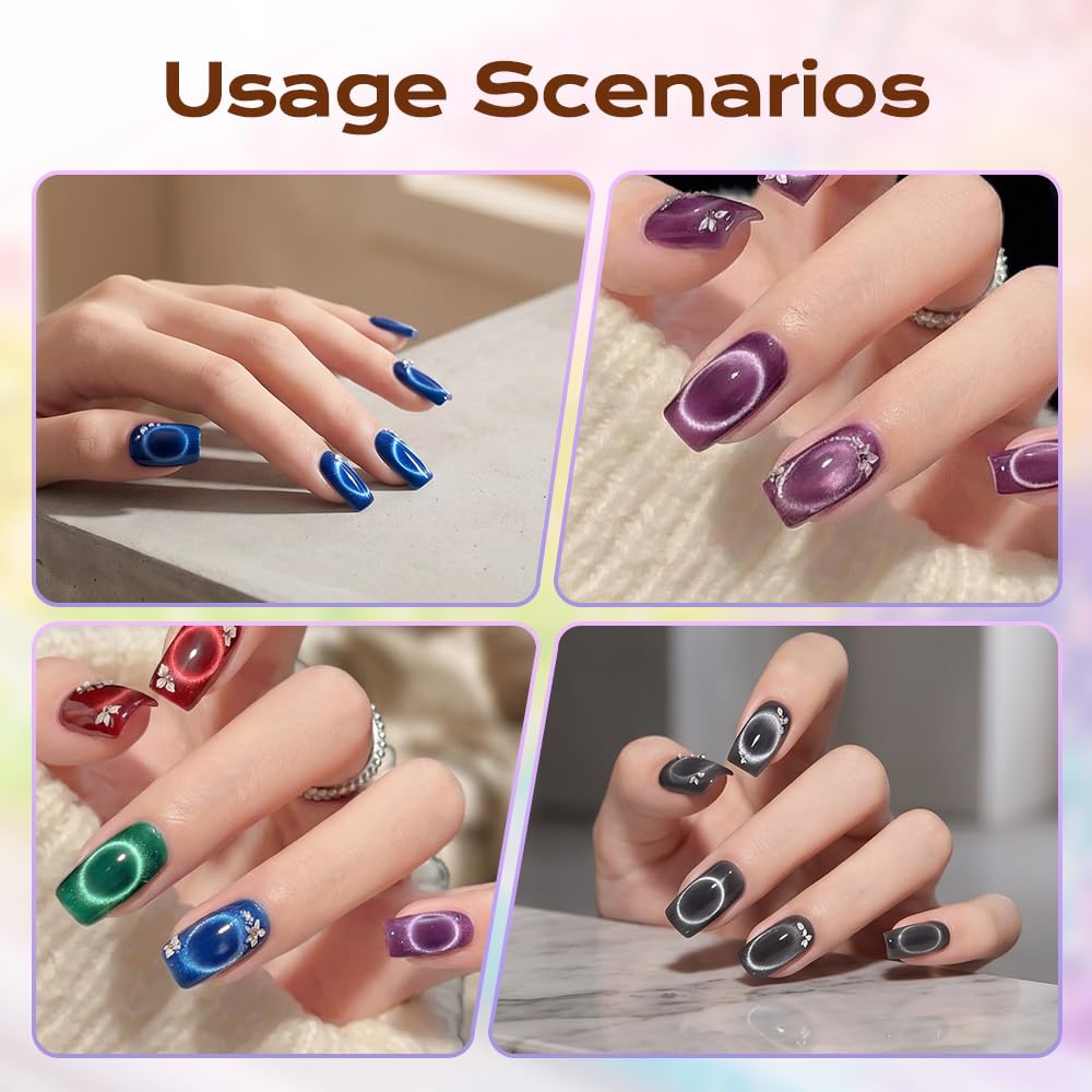 2026 New Ring-Shaped Cat Eye Magnet for Nails,Circular Magnet & Two Tip Scissor Tool for Cat Eye Gel Polish, Home DIY, Beginners & Nail Artists (2 Ring + 2 French magnet)