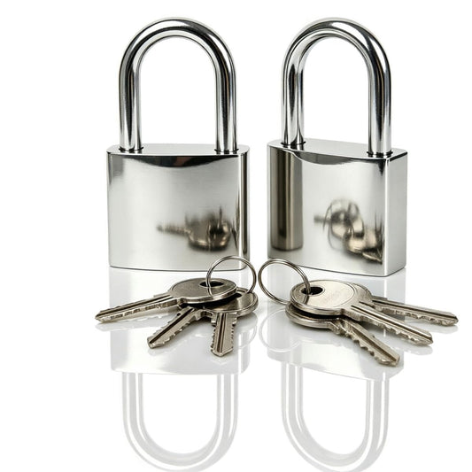 OljezziYa 2 Pcs Small Locker Lock with 3 Keys Alike, Silver Lock Keyed Padlock, Luggage Padlocks for Travel Bags, Securing Luggage, Toolbox, Gym Locker - 32mm(1.25in)
