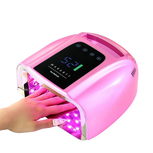 Makartt UV LED Nail Lamp – Fast Curing UV Light with Handle Nail Dryer with 42 Beads 4 Timers Cordless Rechargeable Design LCD Touchscreen & Smart Sensor(Gradient Pink)