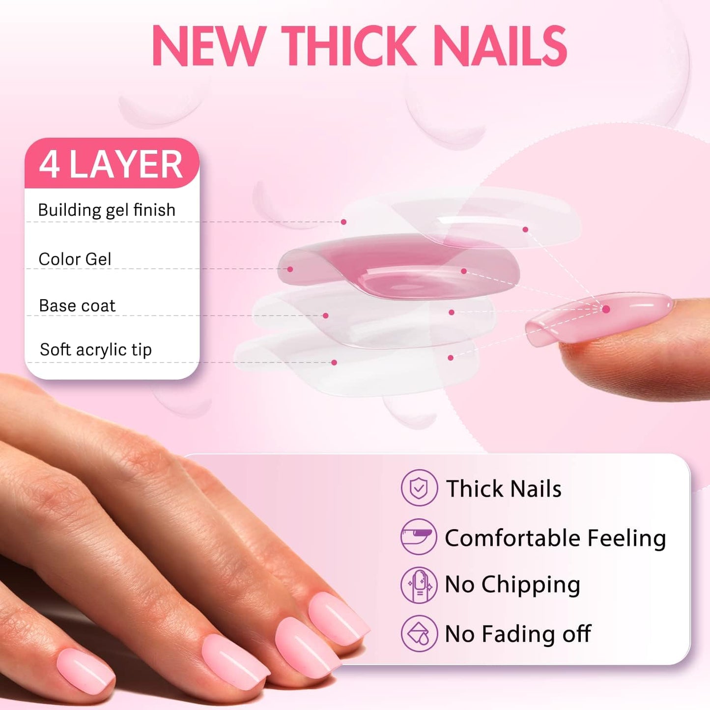 Wine Red Press On Nails Short Square, Natural Gel Nails Glue on Fall Colors 2025 Trendy Acrylic Nails Press ons Featured Protective Coat Thick Reusable Fake Nails 24Pcs Short Coffin Nails