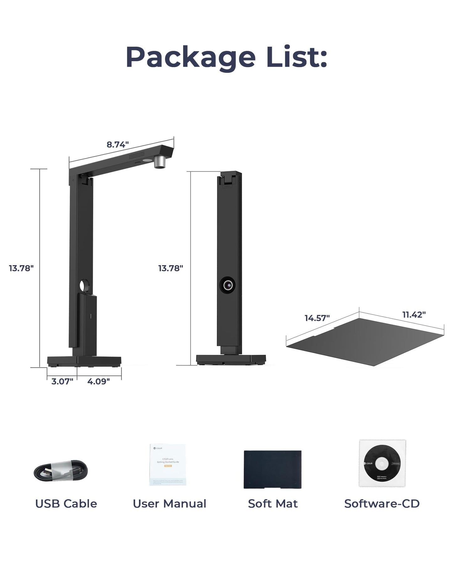 CZUR Portable 12MP Document Scanner, USB Document Camera, Fast Scan 1s/Page, Capture Size A4, OCR Function, Travel-Friendly Mobile Scanner for Mac & Windows, Lens1200 Pro (Not for Books)