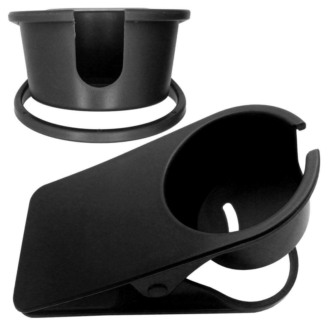 HOLLIHI 2PCS Drink Cup Holder Clip - Table Desk Side Water Glass Beer Bottle Tumbler Beverage Soda Tea Coffee Mug Holder Cup Saucer Clip Design for Home Office, Black