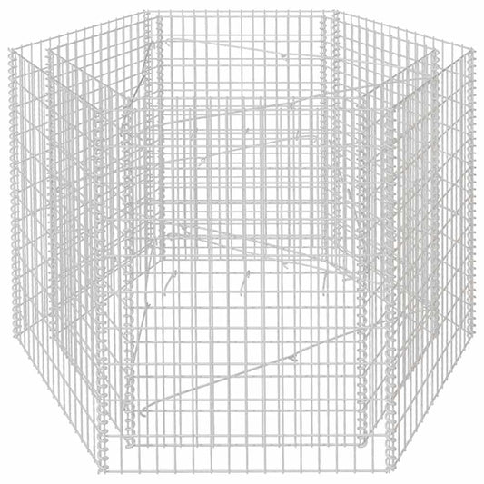 hliofuir Hexagonal Galvanized Steel Raised Garden Bed 63"x55.1"x39.4" Large Outdoor Planter Box Silver Metal Raised Flower Bed for Backyard Patio Courtyard