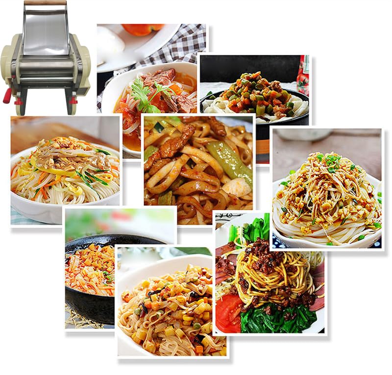 WYDDDARY Electric Pasta Press Maker Noodle Machine Stainless Steel Electric Noodle Maker with 0.12inch/3mm and 0.35in/9mm Wide Knife for Home Commercial 110V