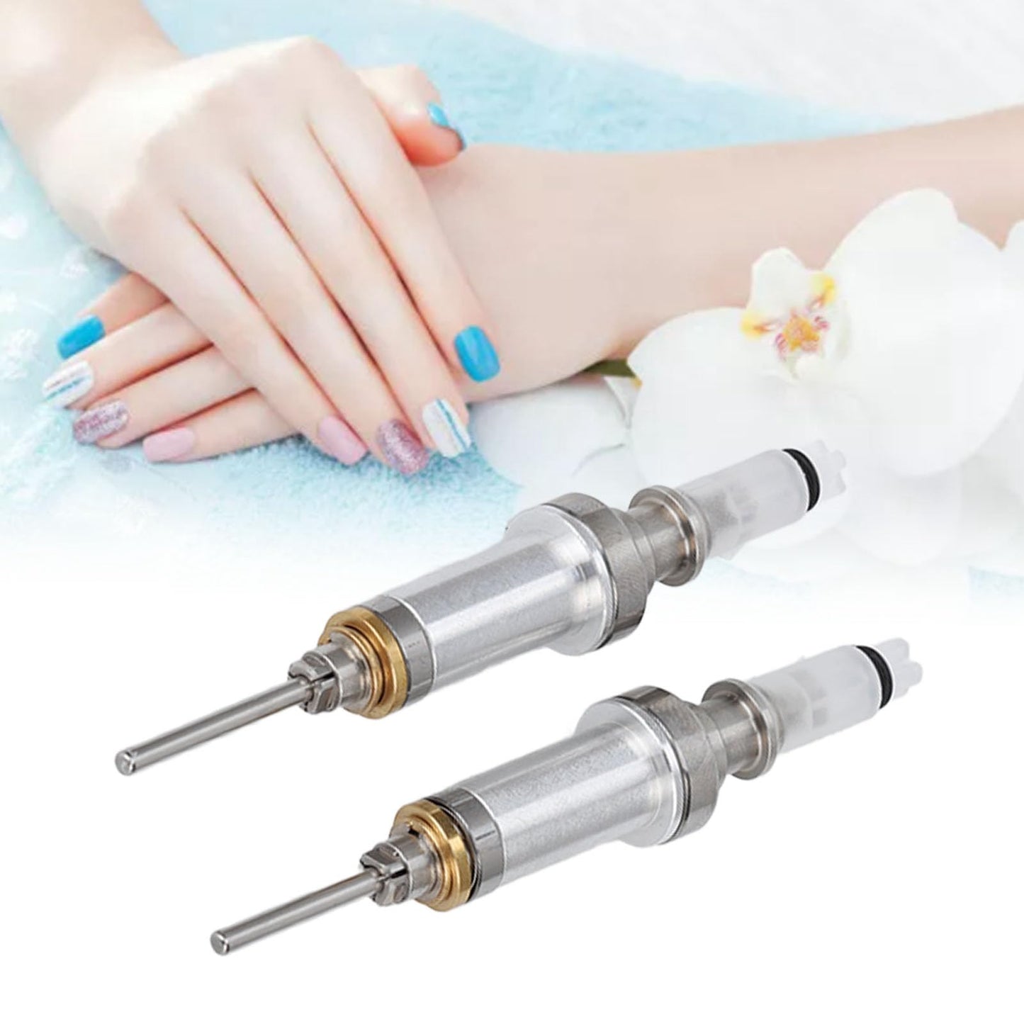 Nail Drill Spindles, 2Pcs Nail Drill Spindle Complete Set Nail Polisher Handle Professional Electronic Machine Bearing Nail Drill Accessories Kit for Nail Salon Manicure Pedicure
