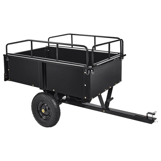 Heavy Duty Utility Dump Cart – 9000 Lbs Capacity, 15 Cu.ft Steel Trailer with Removable Sides, All-Terrain Wheels, Compatible with ATV/UTV/Lawn Tractor, Ideal for Garden, Yard, Hauling